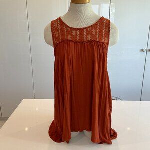 Mossimo, Crochet Style Cotton Blouse, Rusty Orange, Size XXL